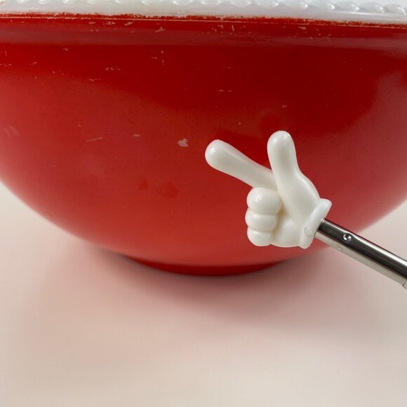 McKee Beaded Edge Milk Glass Red/Orange Large Mixing Bowl 11.25" - Picture 8 of 12